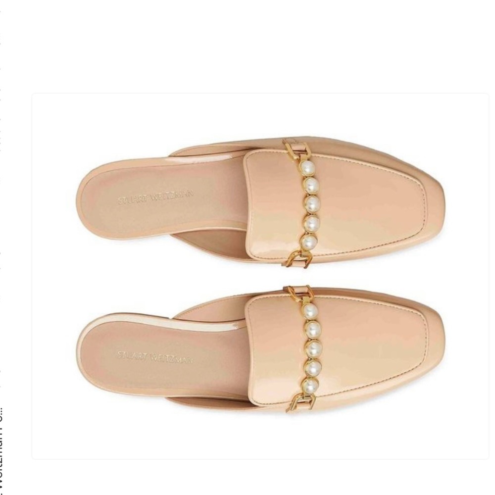 Stuart Weitzman Perla Patent Mule, Beige